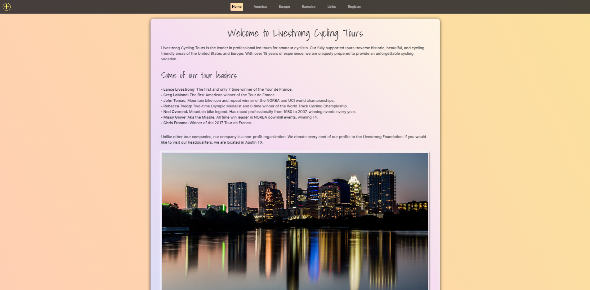 Livestrong Cycling Homepage